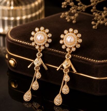 American Diamond Hollow Water Drop Earrings | Anti Tarnish | Longlasting