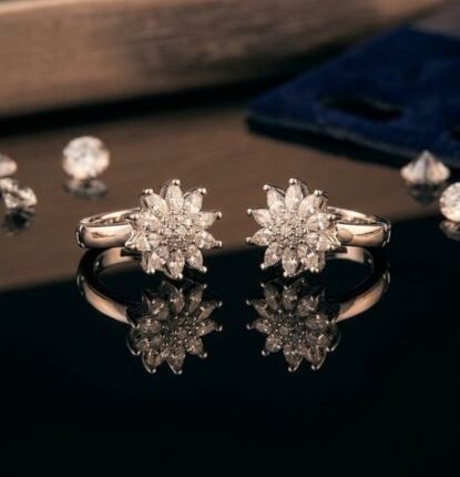 American diamond Celestia Bloom Silver Earrings | Longlasting | Anti Tarnish | Dailywear