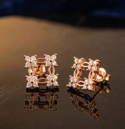 American Diamond Lustra Bloom Studs Earring | Longlasting | Anti Tarnish | Dailywear