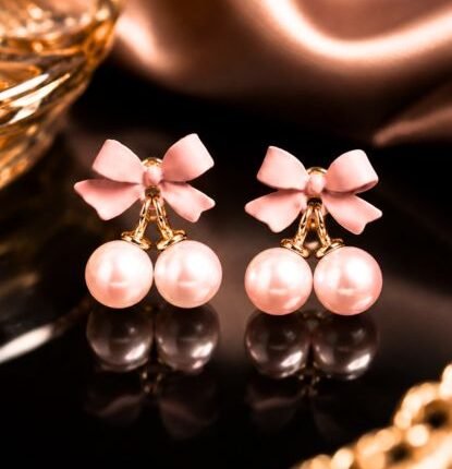 Rosé Bow Dangles Earrings