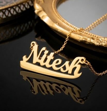 Golden Heart Script Name Pendant