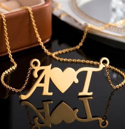 Golden Crowned Initial Name Pendant