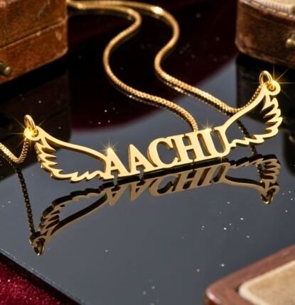 Golden Winged Name Pendant