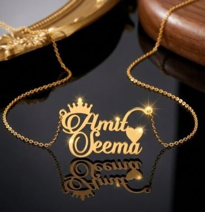 Golden Crown Love Name Pendant
