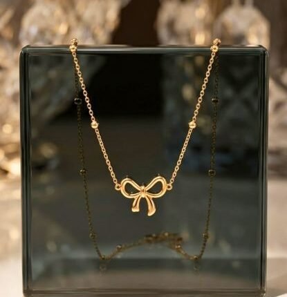 Golden Princess Bow Necklace| Anti-Tarnish | Durable |Trendy
